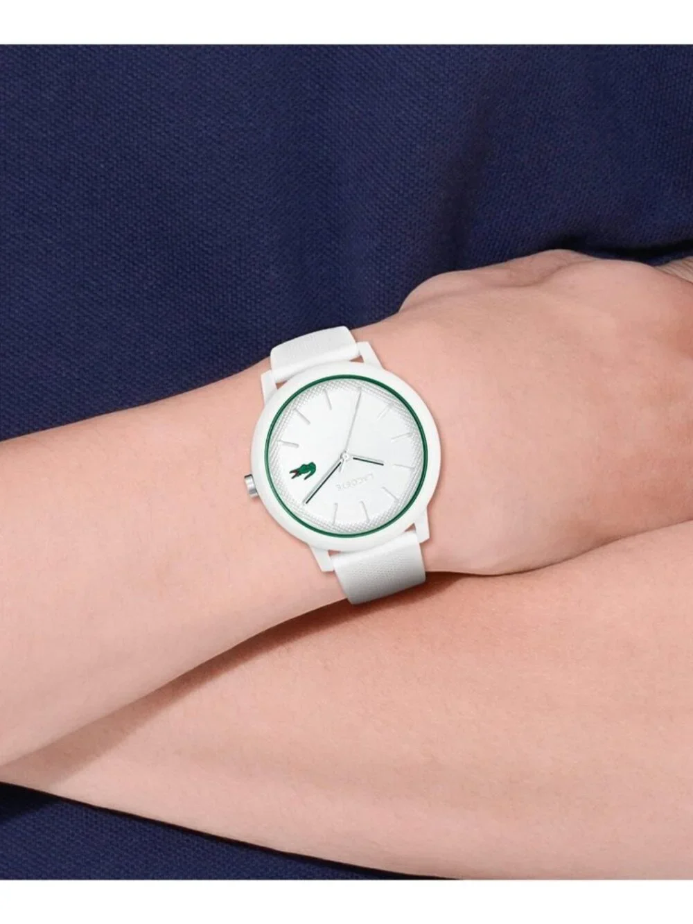 Men's White Rubber Strap Analog Quartz TR90 Case Premium Sporty Round Watch